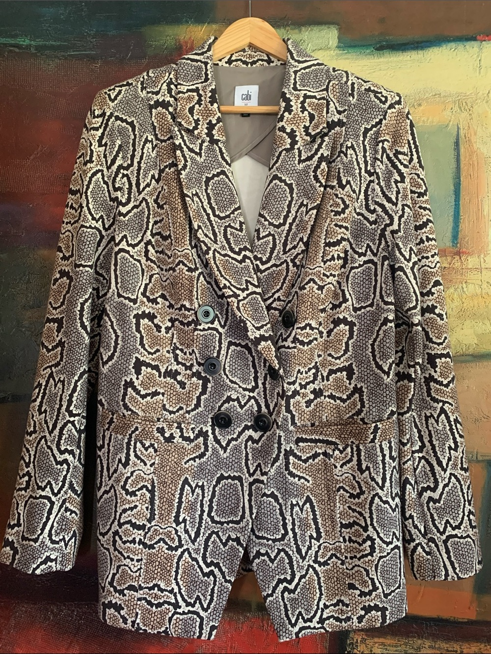 Cabi Snake Print Double Breasted Blazer, Size 12